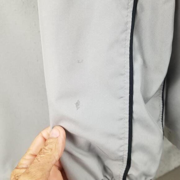 Nike Windbreaker Jacket Mens Large Gray Full Zip Mesh Lined Black Piping Swoosh - Picture 8 of 16